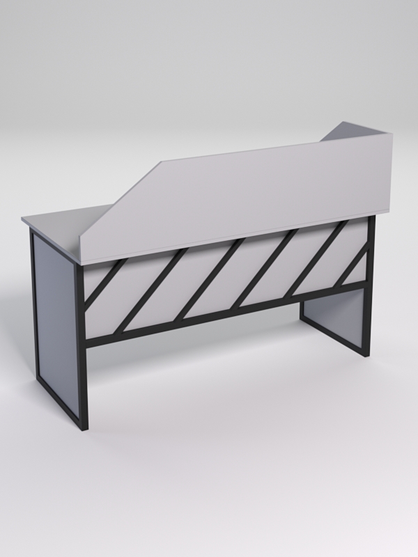 Стол рабочий офисный С-04 с экраном СТРОНГ в стиле ЛОФТ декор №2, Серый