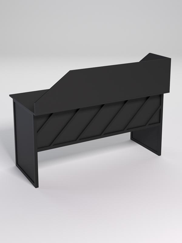 Стол рабочий офисный С-04 с экраном СТРОНГ в стиле ЛОФТ декор №2, Черный