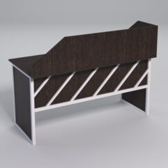 Стол рабочий офисный С-04 с экраном СТРОНГ в стиле ЛОФТ декор №2, Дуб Венге + металлический каркас Белый