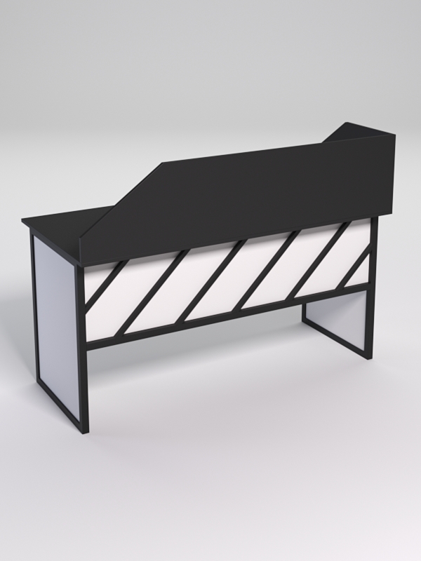 Стол рабочий офисный С-04 с экраном СТРОНГ в стиле ЛОФТ декор №2, Черный и Белый