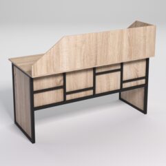 Стол рабочий офисный С-04 с экраном СТРОНГ в стиле ЛОФТ декор №3, Дуб Сонома