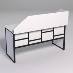 Стол рабочий офисный С-04 с экраном СТРОНГ в стиле ЛОФТ декор №3, Белый