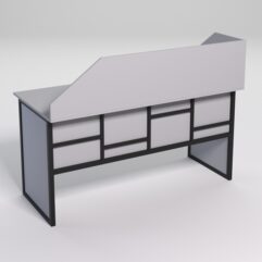 Стол рабочий офисный С-04 с экраном СТРОНГ в стиле ЛОФТ декор №3, Серый