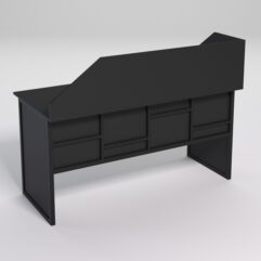 Стол рабочий офисный С-04 с экраном СТРОНГ в стиле ЛОФТ декор №3, Черный