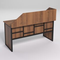 Стол рабочий офисный С-04 с экраном СТРОНГ в стиле ЛОФТ декор №3, Орех