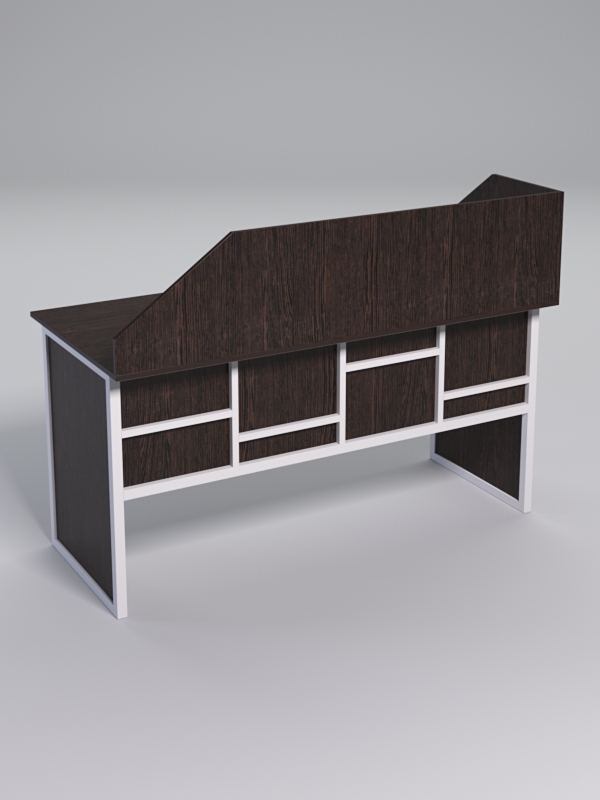 Стол рабочий офисный С-04 с экраном СТРОНГ в стиле ЛОФТ декор №3, Дуб Венге + металлический каркас Белый