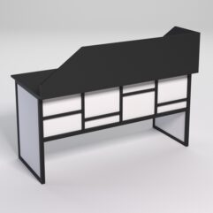 Стол рабочий офисный С-04 с экраном СТРОНГ в стиле ЛОФТ декор №3, Черный и Белый