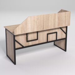 Стол рабочий офисный С-04 с экраном СТРОНГ в стиле ЛОФТ декор №4, Дуб Сонома