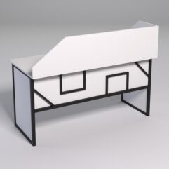 Стол рабочий офисный С-04 с экраном СТРОНГ в стиле ЛОФТ декор №4, Белый