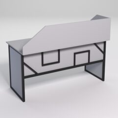 Стол рабочий офисный С-04 с экраном СТРОНГ в стиле ЛОФТ декор №4, Серый