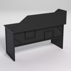 Стол рабочий офисный С-04 с экраном СТРОНГ в стиле ЛОФТ декор №4, Черный