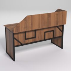 Стол рабочий офисный С-04 с экраном СТРОНГ в стиле ЛОФТ декор №4, Орех