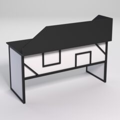 Стол рабочий офисный С-04 с экраном СТРОНГ в стиле ЛОФТ декор №4, Черный и Белый