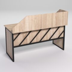 Стол рабочий офисный С-04А с экраном СТРОНГ в стиле ЛОФТ декор №2, Дуб Сонома