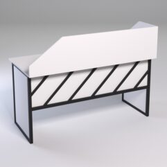 Стол рабочий офисный С-04А с экраном СТРОНГ в стиле ЛОФТ декор №2, Белый