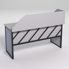 Стол рабочий офисный С-04А с экраном СТРОНГ в стиле ЛОФТ декор №2, Серый