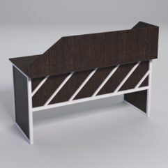 Стол рабочий офисный С-04А с экраном СТРОНГ в стиле ЛОФТ декор №2, Дуб Венге + металлический каркас Белый