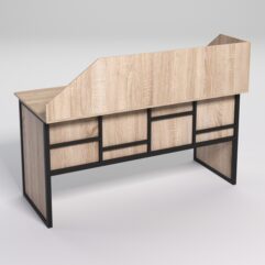 Стол рабочий офисный С-04А с экраном СТРОНГ в стиле ЛОФТ декор №3, Дуб Сонома