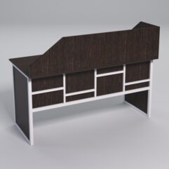 Стол рабочий офисный С-04А с экраном СТРОНГ в стиле ЛОФТ декор №3, Дуб Венге + металлический каркас Белый