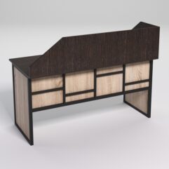 Стол рабочий офисный С-04А с экраном СТРОНГ в стиле ЛОФТ декор №3, Дуб Венге и Дуб Сонома