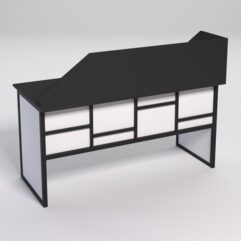 Стол рабочий офисный С-04А с экраном СТРОНГ в стиле ЛОФТ декор №3, Черный и Белый