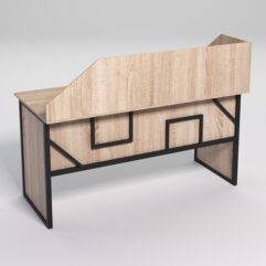 Стол рабочий офисный С-04А с экраном СТРОНГ в стиле ЛОФТ декор №4, Дуб Сонома