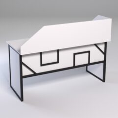 Стол рабочий офисный С-04А с экраном СТРОНГ в стиле ЛОФТ декор №4, Белый