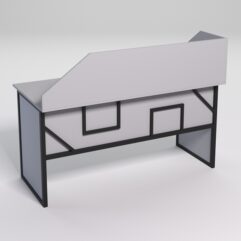 Стол рабочий офисный С-04А с экраном СТРОНГ в стиле ЛОФТ декор №4, Серый