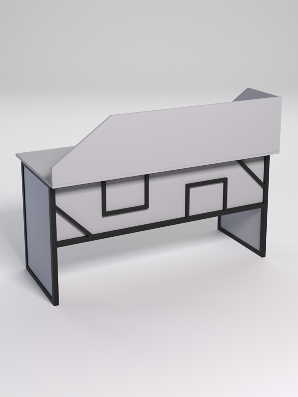 Стол рабочий офисный С-04А с экраном СТРОНГ в стиле ЛОФТ декор №4, Серый