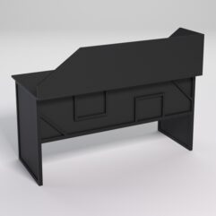 Стол рабочий офисный С-04А с экраном СТРОНГ в стиле ЛОФТ декор №4, Черный