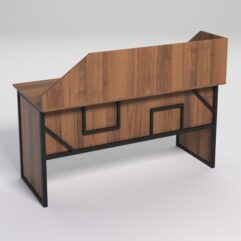 Стол рабочий офисный С-04А с экраном СТРОНГ в стиле ЛОФТ декор №4, Орех