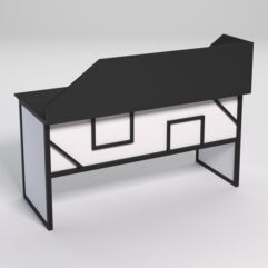 Стол рабочий офисный С-04А с экраном СТРОНГ в стиле ЛОФТ декор №4, Черный и Белый