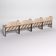 Столы рабочие офисные С-02 с экраном (комплект 4шт) СТРОНГ в стиле ЛОФТ декор №2, Дуб Сонома