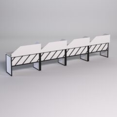 Столы рабочие офисные С-02 с экраном (комплект 4шт) СТРОНГ в стиле ЛОФТ декор №2, Белый