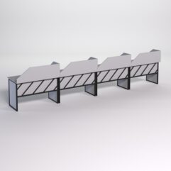 Столы рабочие офисные С-02 с экраном (комплект 4шт) СТРОНГ в стиле ЛОФТ декор №2, Серый