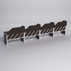 Столы рабочие офисные С-02 с экраном (комплект 4шт) СТРОНГ в стиле ЛОФТ декор №2, Дуб Венге + металлический каркас Белый