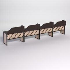 Столы рабочие офисные С-02 с экраном (комплект 4шт) СТРОНГ в стиле ЛОФТ декор №2, Дуб Венге и Дуб Сонома