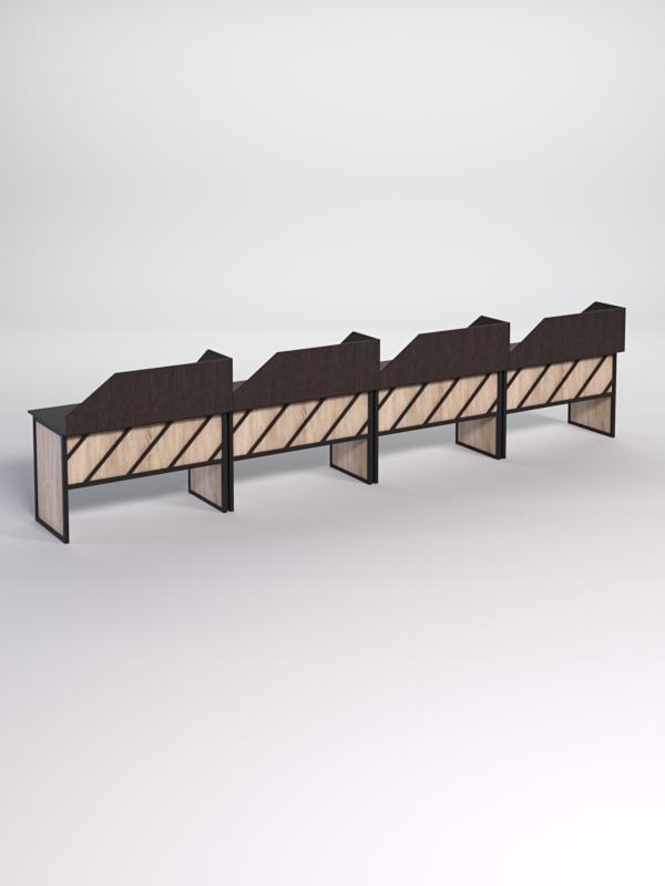 Столы рабочие офисные С-02 с экраном (комплект 4шт) СТРОНГ в стиле ЛОФТ декор №2, Дуб Венге и Дуб Сонома