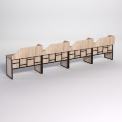 Столы рабочие офисные С-02 с экраном (комплект 4шт) СТРОНГ в стиле ЛОФТ декор №3, Дуб Сонома