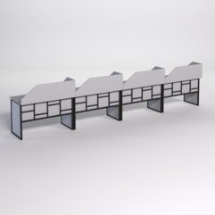 Столы рабочие офисные С-02 с экраном (комплект 4шт) СТРОНГ в стиле ЛОФТ декор №3, Серый