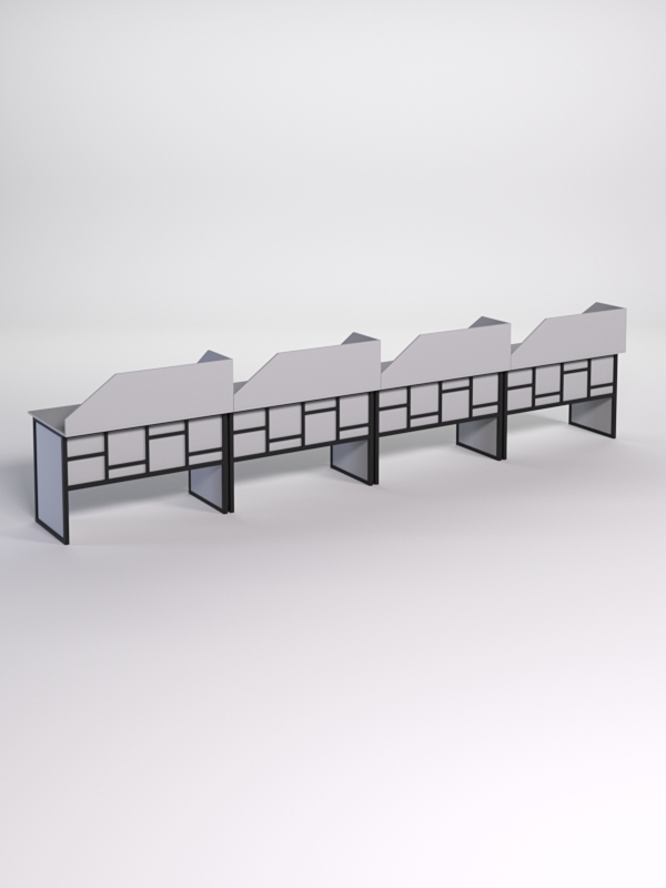 Столы рабочие офисные С-02 с экраном (комплект 4шт) СТРОНГ в стиле ЛОФТ декор №3, Серый