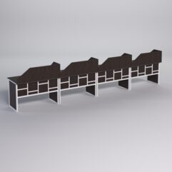 Столы рабочие офисные С-02 с экраном (комплект 4шт) СТРОНГ в стиле ЛОФТ декор №3, Дуб Венге + металлический каркас Белый