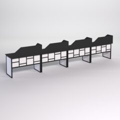 Столы рабочие офисные С-02 с экраном (комплект 4шт) СТРОНГ в стиле ЛОФТ декор №3, Черный и Белый