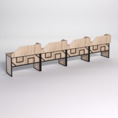 Столы рабочие офисные С-02 с экраном (комплект 4шт) СТРОНГ в стиле ЛОФТ декор №4, Дуб Сонома