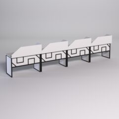 Столы рабочие офисные С-02 с экраном (комплект 4шт) СТРОНГ в стиле ЛОФТ декор №4, Белый