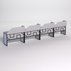 Столы рабочие офисные С-02 с экраном (комплект 4шт) СТРОНГ в стиле ЛОФТ декор №4, Серый