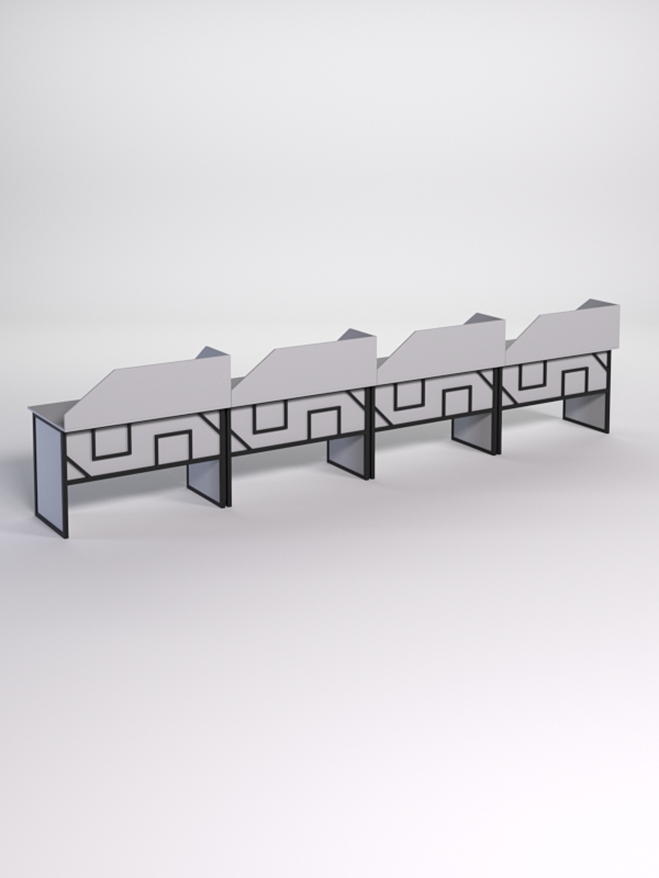 Столы рабочие офисные С-02 с экраном (комплект 4шт) СТРОНГ в стиле ЛОФТ декор №4, Серый