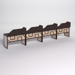 Столы рабочие офисные С-02 с экраном (комплект 4шт) СТРОНГ в стиле ЛОФТ декор №4, Дуб Венге и Дуб Сонома