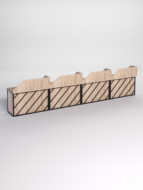 Столы рабочие офисные С-02А с экраном (комплект 4шт) СТРОНГ в стиле ЛОФТ декор №2, Дуб Сонома