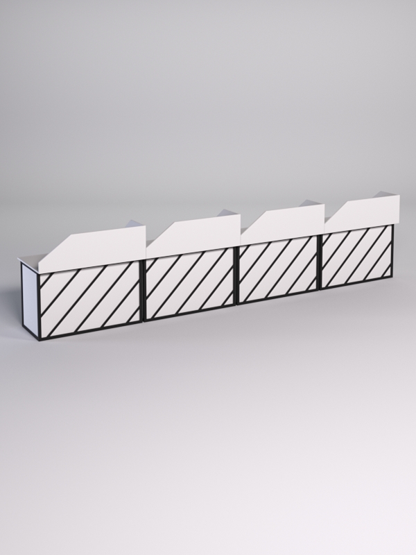 Столы рабочие офисные С-02А с экраном (комплект 4шт) СТРОНГ в стиле ЛОФТ декор №2, Белый